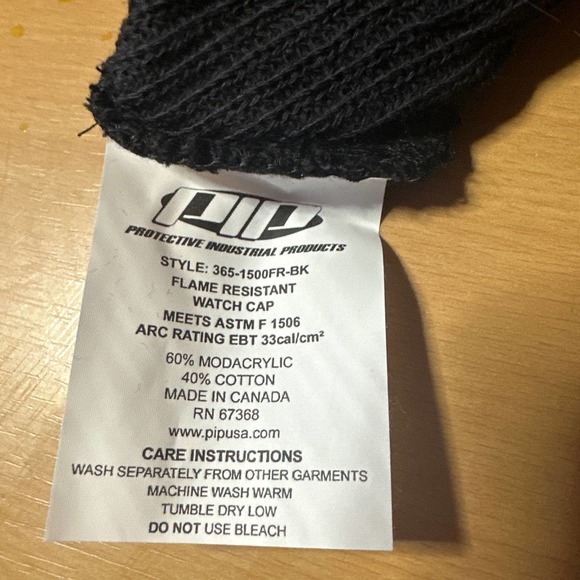Pip Flame Resistant watch cap beanie. Black - Picture 2 of 2